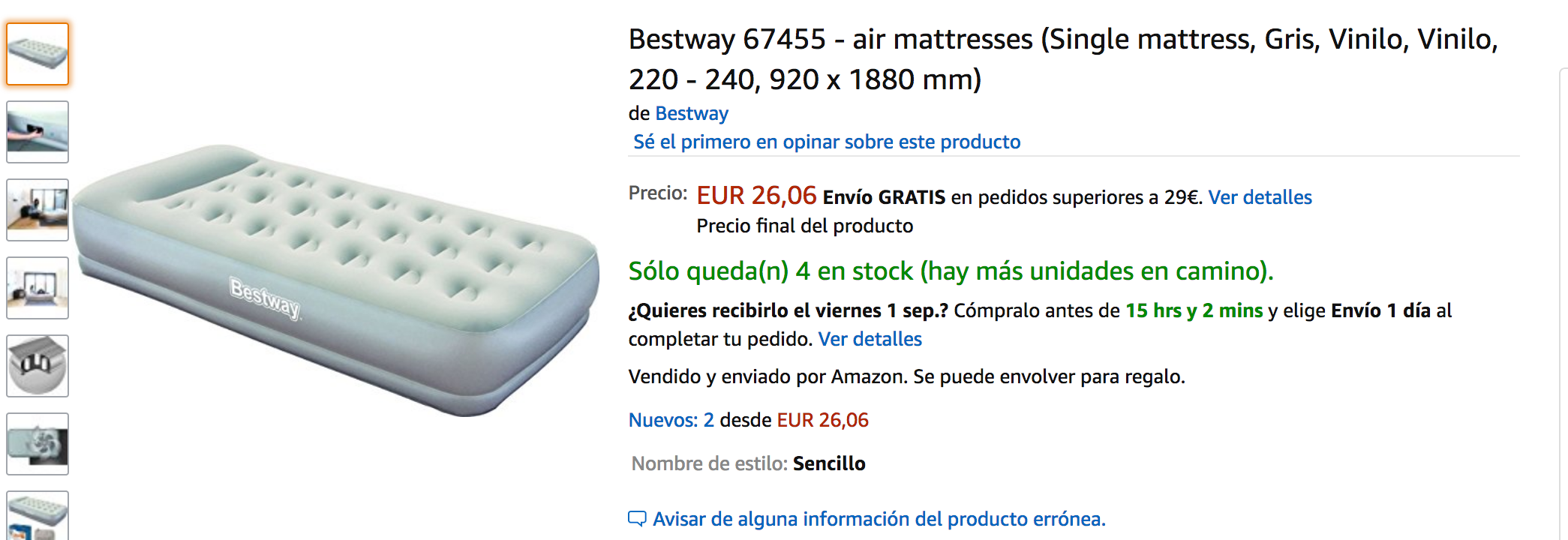 cama hinchable bestway
