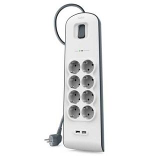 Regleta de 8 enchufes y dos puertos USB Belkin por 26,99€ antes 39,99€.