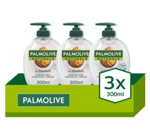 3 Envases de jabón líquido Palmolive con leche y aceite de almendra (3×300) por sólo 5,01€.