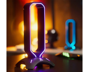 Soporte de auriculares para gaming The G-Lab K-Stand Radon, RGB, dos puertos USB 2.0