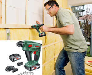 Martillo perforador a batería Bosch UneoMaxx con 1 batería por 123€.