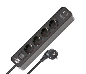 Regleta Brennenstuhl Ecolor con 4 tomas de corriente y 2 puertos USB.
