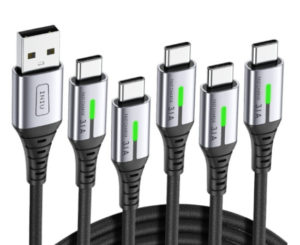 5 cables trenzados USB -C carga rápida QC 3.0, transferencia de datos a 480Gbps.