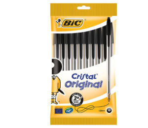 Blíster de 10 bolígrafos negros Bic Cristal Original por sólo 3,45€.