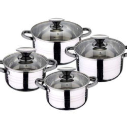 Batería de cocina San Ignacio con 4 cazuelas y tapas de 16,16,18 y 20 cm por sólo 16,79€.