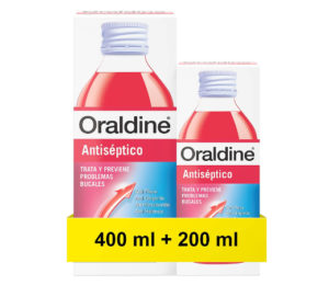 Colutorio antiséptico Oraldine con doble poder antibacteriano de 400ml+200ml por solo 5,74€.