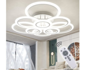 Lámpara de techo con diseño de 9 anillos led, control remoto, 120W/10800LM.