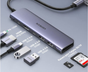 Hub Ugreen USB C: 2 USB A 3.0 y 1 tipo C, 4K HDMI, lector de tarjetas de TF/SD, USB C PD 100W.