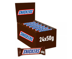 Pack de Snickers, 24 chocolatinas 50g por 12,54€.