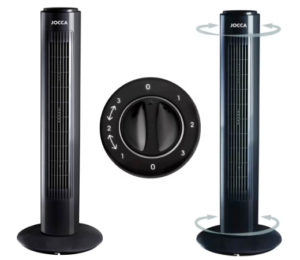 Ventilador de torre Jocca de 73 cm de altura, sistema de oscilación 3 velocidades, potencia 45W por sólo 17,39€ y por 10,43€ en cuentas nuevas desde app.