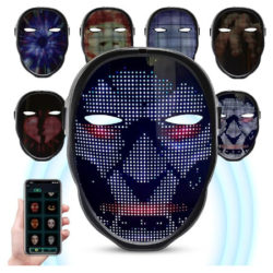 Máscara de Halloween Purga con LED´s programables y carga de imágenes por app y cambios por gestos por 44,84€ antes 71,99€.