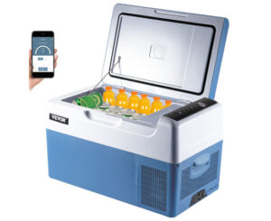 Frigorífico portátil con compresor para el coche Vevor azul, 22L, control por app por 113,43€ antes 199,99€.