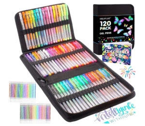 Estuche de 120 bolígrafos de gel con purpurina, 60 bolígrafos y 60 recambios para colorear, dibujar, escribir… por sólo 16,14€ antes 23,99€.