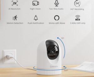 Cámara wifi Cinnado D1, FHD 2K, detección de movimiento y alerta en tiempo real por 15,46€.