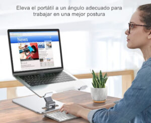 Soporte con elevación e inclinación de ángulo para laptops por 23,08€.