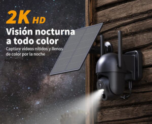 Cámara de vigilancia exterior con SIM/4G Nuasi, 2K, panel solar, detección de movimientos, visión nocturna a color por 59,99€.