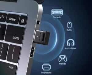 Adaptador bluetooth 5.3 BLE Ugreen, PC/PS/5/ Nintendo Switch, multipunto (hasta 5 dispositivos).