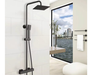 Solo hoy. Columna de ducha termostática negra Aica por 74,44€ antes 109,99€.