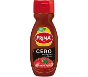 Ketchup Prima Cero sin azúcares añadidos. 265 g por 1,00€. Y el original también.
