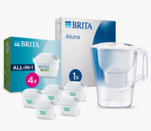 Jarra purificadora de agua Brita Aluna con 5 Filtro Maxtra PRO y capacidad de 2,4 litros por 31,31€.