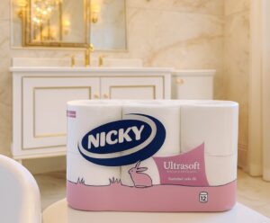 24 rollos de papel higiénico Nicky Ultrasoft 2 capas y aroma a talco