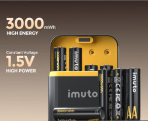 8 pilas recargables tipo AA iMuto AA con estuche cargador por 18,94€.