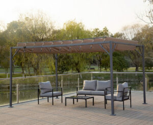 Pérgola bioclimática de tejido, 3x4M por 369€ antes 671€.