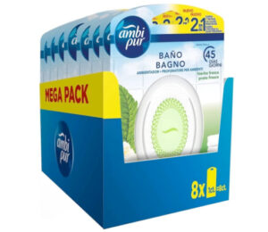 Ambipur Baño, elimina y previene los olores (8 unidades) por 17,99€ antes 31,92€.