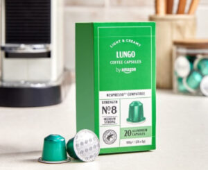 5 paquetes 20 cápsulas de café Lungo (100 cápsulas total), certificado Rainforest Alliance por 12,97€.