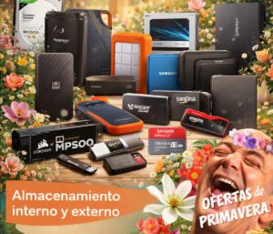 Ofertas en almacenamiento, componentes, memorias, etc. de marcas como Crucial, Samsung, Sandisk, WD, Corsair, etc.