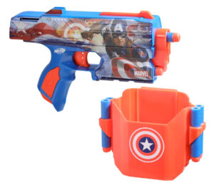 Lanzador de dardos Nerf Capitán América, con 10 dardos y funda por 7,49€.