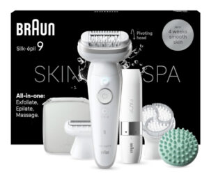 Disfruta de un cuidado completo con la Braun Silk-épil 9 SkinSpa All in One SES9-381, 7 accesorios.