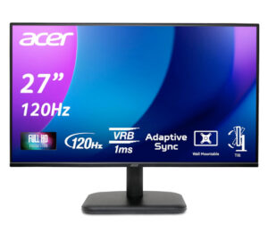 Monitor de 27 Pulgadas Acer EK271 G, Full HD, IPS, 120 Hz HDMI, 75 Hz VGA, AdaptiveSync.