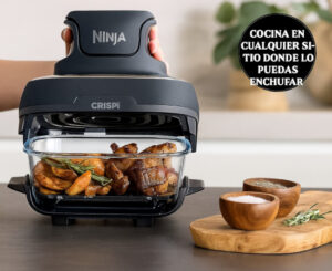 Freidora sin aceite con diseño portátil Ninja Crispi, 1700W,2 recipientes 3.8/1,4L de vidrio templado por 123,09€ antes 179,99€.