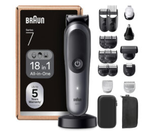 Recortadora Todo en Uno Braun Series 7 AIO7585, 18 accesorios en 1, autonomía 120min. por 79,99€ antes 129,99€