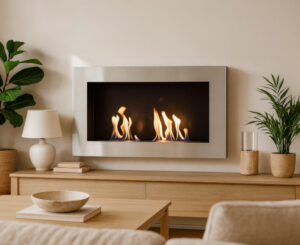 Biochimenea mural Purline Nisa: estufa de bioetanol de 4 kW en acero inoxidable y diseño moderno por 521€ antes 1029€.