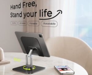 Soporte para tablet Lisen, aleación de acero de titanio, rotación 360°, plegable por 18,99€.
