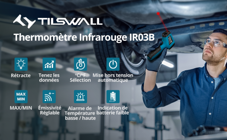 Tilswall Termómetro Infrarrojo Industrial -50~600°C Con Emisividad Ajustable – Láser Digital Con Alarma Alta/Baja, Ideal Para Cocina, Parrilla Y Metal