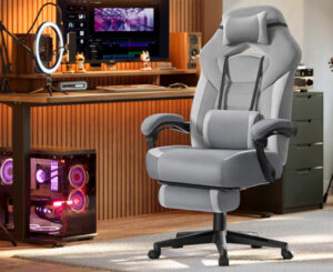 Silla de gaming Songmics de terciopelo, ergonomía con reposapiés y asiento especial para piernas cruzadas por 104,99€ antes 139,99€.