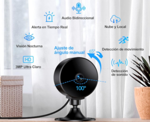 Cámara de seguridad 2K 3MP, vigilancia inteligente con App Osiao, Alexa y visión nocturna por 9,99€.