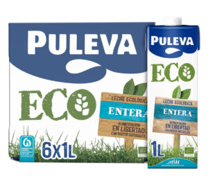 Pack de 6 Briks de Leche Entera ecológica Puleva Eco bienestar animal (6x1l) por 6,00€.