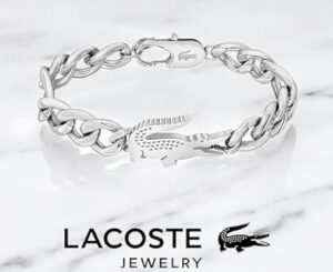 Pulsera de cadena Lacoste Crocodile, icono del estilo urbano y atrevido.