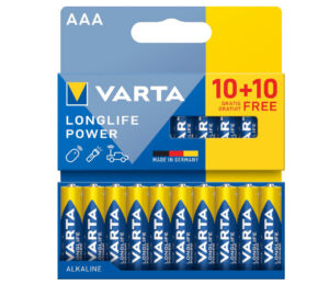 Pilas Alcalinas AAA Varta Longlife, 20 unidades por 5,79€ antes 9,99€.
