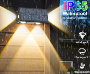 4 apliques solares para exteriores Natpow con iIuminación tridireccional y modo RGB por 21,99€ antes 39,99€.