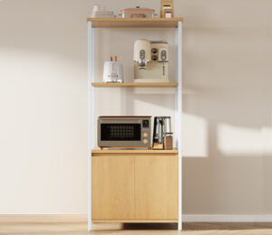 Estantería para cocina Yitahome de tres niveles con armario 130x40x60cm por 19,99€.