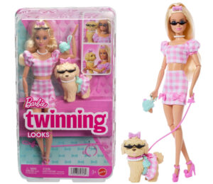 Barbie Twinning Looks Muñeca con perrito y ropa a juego.