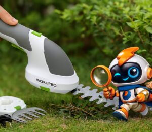 WORKPRO Tijeras Cortacésped y Arreglasetos 2 en 1, 7,2V.