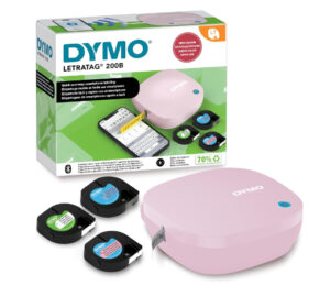DYMO Kit de Etiquetadora LetraTag 200B con Bluetooth compacta. Incluye 3 cintas de etiquetas por 37,49€.