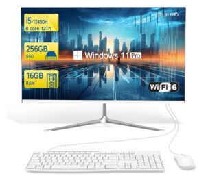 Ordenador Todo-en-Uno de 23,8″, i5-12450H Octacore, 16 GB de RAM, 256 GB SSD, WiFi, Bluetooth, Teclado y ratón, Windows 11 Pro.