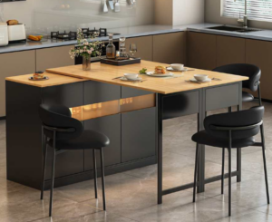 Isla de cocina extensible con mesa de comedor, vitrina y almacenamiento por 169€ antes 369€.